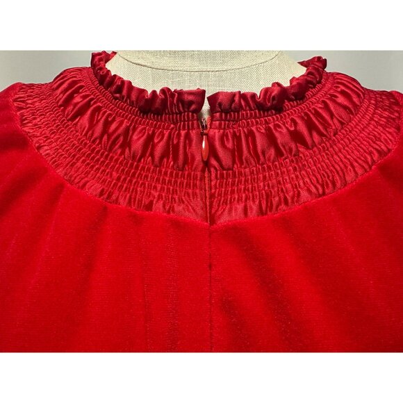 Vintage Vanity Fair Red Velour Nightgown House Coat Long Zip Pockets Large - Picture 5 of 10